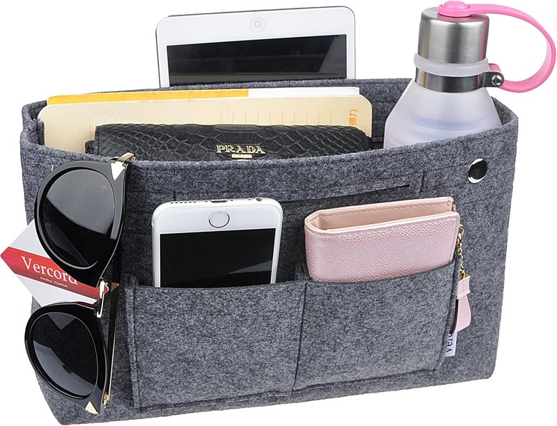 Vercord Felt Purse Tote Organizer Insert Divider Inside Handbag for Women Medium Grey - Image 2